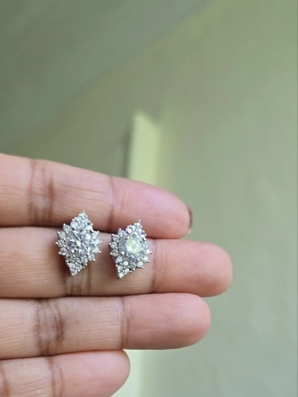 Sparkling White Mossanite Cluster Stud Earrings On Sterling Sliver (S925)